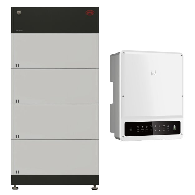 BYD + GoodWe: BYD B-BOX HVM 11.0 (11,04 kWh) ( 4x B-Box Premium HVM (2,76 kWh) + Batteriesteuergerät)  + GW 10KN-ET PLUS Hybrid-Wechselrichter HV-Speichersystem