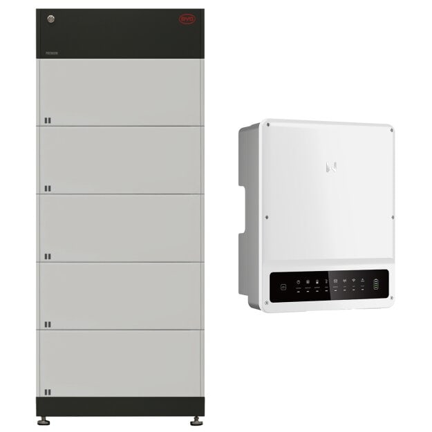 BYD + GoodWe: B-BOX HVM 13.8 (13,8 kWh) (5x B-Box Premium HVM (2,76 kWh) + Batteriesteuergerät) + GW 10KN-ET PLUS HV-Speichersystem