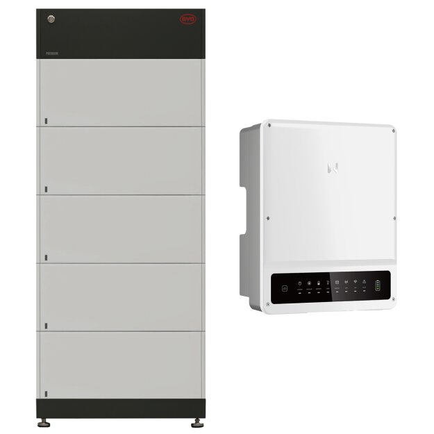 BYD + GoodWe: BYD B-BOX HVS 12.8 (12,8 kWh) (5x Premium HVS 2,56 kWh + Batteriesteuergerät) + GW10KN-ET PLUS HV-Speichersystem