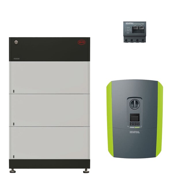 BYD + Kostal: BYD HVS  7.7 (7,68 kWh) (3x Premium HVS 2,56 kWh + Batteriesteuergerät) + Kostal PLENTICORE Plus 5.5 G2 + Kostal Smart Meter