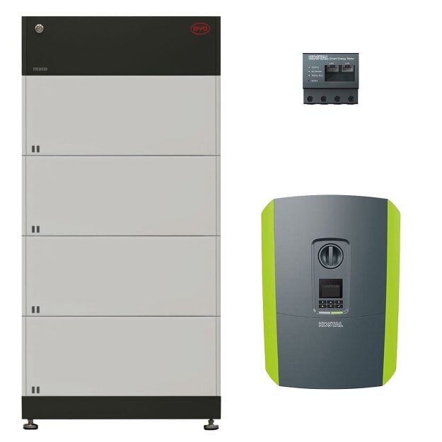 BYD + Kostal: BYD HVM 11.0 (11,04 kWh) ( 4x B-Box Premium HVM (2,76 kWh) + Batteriesteuergerät) + Kostal Plenticore Plus 7 G2 + Kostal Smart Meter