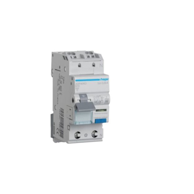 Hager ADF906D Fehlerstrom-Leitungsschutzschalter 1P+N 6kA B-6A 30mA Typ F QuickConnect