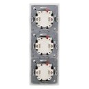Jung Taster Set Alpinweiß Serie A mit AS583WW Rahmen 3fach + 3x 506U Wippschalter Universal Aus-Wechsel + 3x AS591WW Wippe