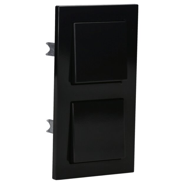 Jung Serie A Komplett-Set Schwarz: 2x 506U Wippschalter Universal + 2x A590SW Wippe + A5582BFSW 2-fach Rahmen