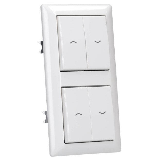 Jung Jalousieschalter Set Alpinweiß Serie A mit AS582WW Rahmen 2fach +  2x 509VU Jalousie-Wippschalter + 2x AS591-5PWW Wippe f. Jalousie-Schalter/-Taster (Duroplast)