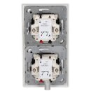 Jung Jalousieschalter Set Alpinweiß Serie A mit AS582WW Rahmen 2fach +  2x 509VU Jalousie-Wippschalter + 2x AS591-5PWW Wippe f. Jalousie-Schalter/-Taster (Duroplast)