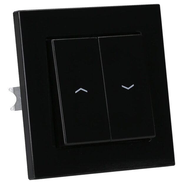 Jung Jalousieschalter Set Schwarz Serie A mit AC581SW Rahmen 1fach + 509VU Jalousie-Wippschalter + A595PSW Wippe f. Jalousie-Schalter/-Taster (Duroplast)