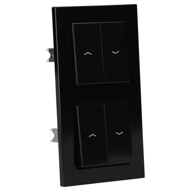 Jung Jalousieschalter Set Schwarz Serie A mit AC582SW Rahmen 2fach + 2x 509VU Jalousie-Wippschalter + 2x A595PSW Wippe f. Jalousie-Schalter/-Taster (Duroplast)