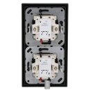 Jung Jalousieschalter Set Schwarz Serie A mit AC582SW Rahmen 2fach + 2x 509VU Jalousie-Wippschalter + 2x A595PSW Wippe f. Jalousie-Schalter/-Taster (Duroplast)