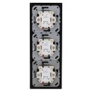 Jung Jalousieschalter Set Schwarz Serie A mit AC583SW Rahmen 3fach + 3x 509VU Jalousie-Wippschalter + 3x A595PSW Wippe f. Jalousie-Schalter/-Taster (Duroplast)
