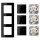 Jung Jalousieschalter Set Schwarz Serie A mit AC583SW Rahmen 3fach + 3x 509VU Jalousie-Wippschalter + 3x A595PSW Wippe f. Jalousie-Schalter/-Taster (Duroplast)