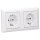 Jung SCHUKO Set Alpinweiß Serie A AS582WW Rahmen 2-fach + 2x A1520WW SCHUKO® Steckdose