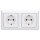 Jung SCHUKO Set Alpinweiß Serie A AS582WW Rahmen 2-fach + 2x A1520WW SCHUKO® Steckdose