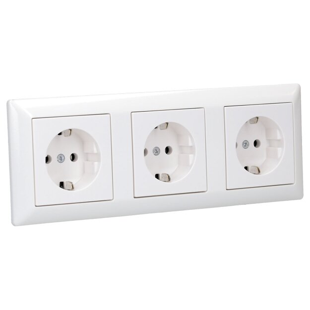 Jung SCHUKO Set Alpinweiß Serie A AS583WW Rahmen 3-fach + 3x A1520WW SCHUKO® Steckdose
