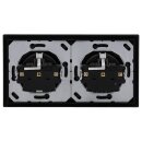 Jung Serie A Komplett-Set Schwarz: 2x A1520SW SCHUKO Steckdose + A5582BFSW 2-fach Rahmen