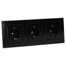 Jung Serie A Komplett-Set Schwarz: 3x A1520SW SCHUKO Steckdose + A5583BFSW 3-fach Rahmen