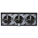Jung Serie A Komplett-Set Schwarz: 3x A1520SW SCHUKO Steckdose + A5583BFSW 3-fach Rahmen