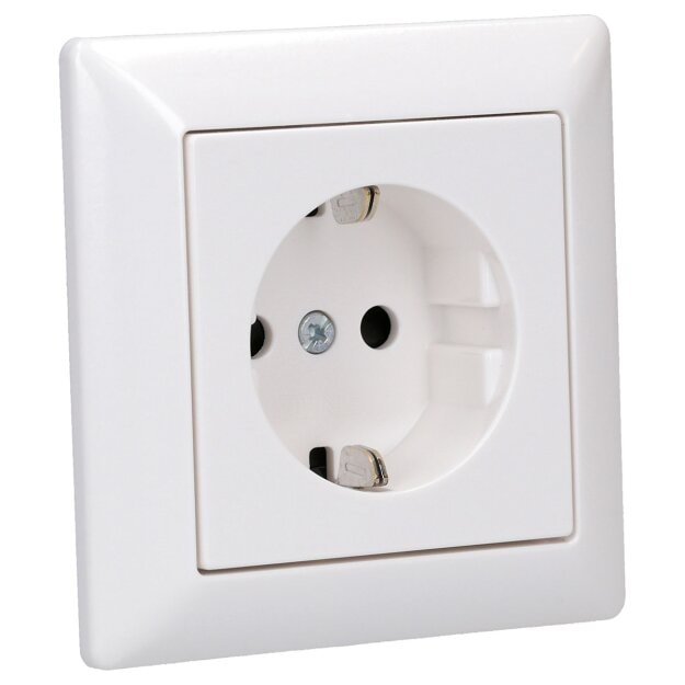 Jung SCHUKO Set Alpinweiß Serie A AS581WW Rahmen 1-fach + A1520KIWW SCHUKO® Steckdose mit Berührungsschutz