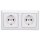 Jung SCHUKO Set Alpinweiß Serie A AS582WW Rahmen 2-fach + 2x A1520KIWW SCHUKO® Steckdose mit Berührungsschutz
