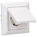 JUNG AS IP 44 Set Alpinweiß: A1520KLWW SCHUKO Steckdose mit Klappdeckel + 551WU Dichtungsflansch IP44 + AS581WW Rahmen 1-fach