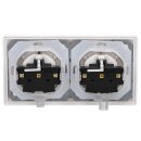 JUNG AS IP 44 Set Alpinweiß: 2x A1520KLWW SCHUKO Steckdose mit Klappdeckel + 2x 551WU Dichtungsflansch IP44 + AS582WW Rahmen 2-fach