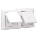 JUNG AS IP 44 Set Alpinweiß: 2x A1520KLWW SCHUKO Steckdose mit Klappdeckel + 2x 551WU Dichtungsflansch IP44 + AS582WW Rahmen 2-fach