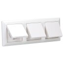 JUNG AS IP 44 Set Alpinweiß: 3x A1520KLWW SCHUKO Steckdose mit Klappdeckel + 3x 551WU Dichtungsflansch IP44 + AS583WW Rahmen 3-fach