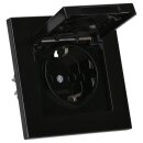 Jung Schuko Set Schwarz Serie A AC581SW Rahmen 1-fach + A1520KLSW SCHUKO® Steckdose mit Klappdeckel