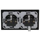 Jung Schuko Set Schwarz Serie A AC582SW Rahmen 2-fach + 2x A1520KLSW SCHUKO® Steckdose mit Klappdeckel