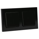 Jung Schuko Set Schwarz Serie A AC582SW Rahmen 2-fach + 2x A1520KLSW SCHUKO® Steckdose mit Klappdeckel