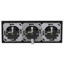 Jung Schuko Set Schwarz Serie A AC583SW Rahmen 3-fach + 3x A1520KLSW SCHUKO® Steckdose mit Klappdeckel