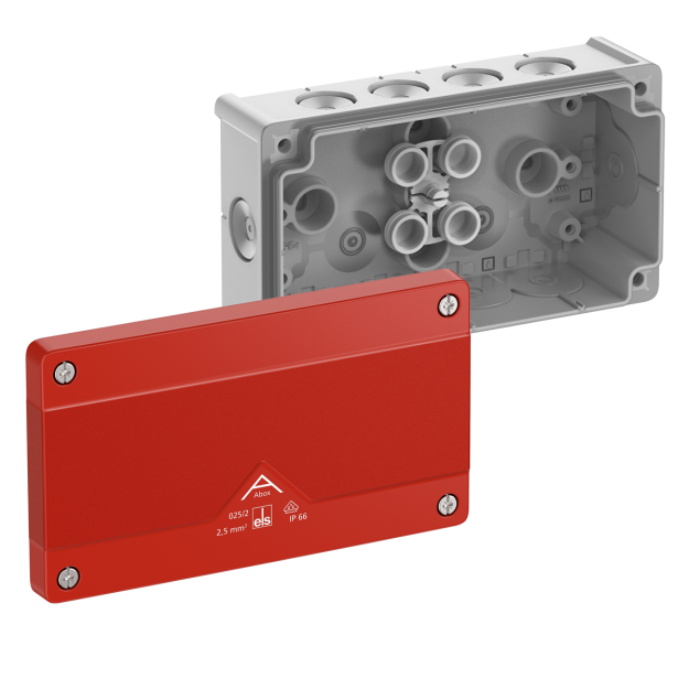 Spelsberg 80270201 Abzweigkasten Schutzart IP66 max. Leiterquerschnitt 25² Schlagfestigkeit IK07 Schutzklasse II Ui 1000V AC Ui 1000V DC DLG VDE halogenfrei Abox 025/2-L/SB