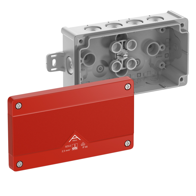 Spelsberg 80270301 Abzweigkasten Schutzart IP66 max. Leiterquerschnitt 25² Schlagfestigkeit IK07 Schutzklasse II Ui 1000V AC Ui 1000V DC DLG VDE halogenfrei Abox 025/2 AB-L/SB