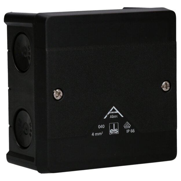 Spelsberg 80400001 Abzweigkasten Schutzart IP66 max. Leiterquerschnitt 4² Schlagfestigkeit IK07 Schutzklasse II Ui 1000V AC Ui 1000V DC DLG VDE halogenfrei Abox 040-L/sw