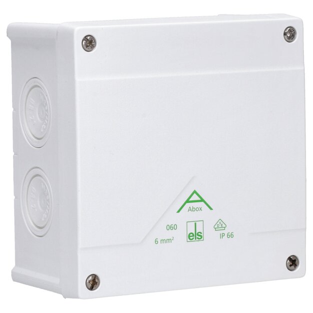 Spelsberg 80610001 Abzweigkasten Schutzart IP66 max. Leiterquerschnitt 6² Schlagfestigkeit IK07 Schutzklasse II Ui 1000V AC Ui 1000V DC DLG VDE halogenfrei Abox 060-L/w
