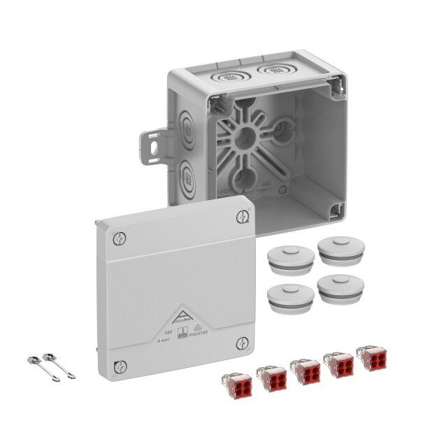 Spelsberg 40442101 Abzweigkasten Schutzart IP66/IP67/IP69 max. 4² Schlagfestigkeit IK09 Schutzklasse II Ui 400V AC Ui 400V DC DLG DNV VDE halogenfrei Abox Pro 040 AB-4²