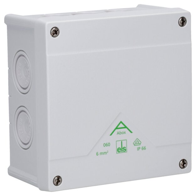 Spelsberg 80642001 Abzweigkasten Schutzart IP66 max. Leiterquerschnitt 6² Schlagfestigkeit IK07 Schutzklasse II Ui 690V AC Ui 690V DC DLG VDE halogenfrei Abox 060-6²