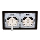 Busch-Jaeger Allwetter 44 Set: 2x SCHUKO Steckdose mit Klappdeckel 20 EUGK-31-101 IP 44 + 2-fach Rahmen 2102-31, Braun