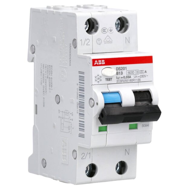 ABB DS201A-B13/0.03 FI/LS-Schalter RCBO 6kA 1P+N Typ A B 13 30mA 2CSR255180R1135