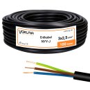 Erdkabel NYY-J 3x2,5 mm² 100m Ring 3-adrig PVC Schwarz