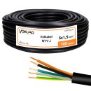 Erdkabel NYY-J 5x1,5 mm² 100m Ring 5-adrig PVC Schwarz