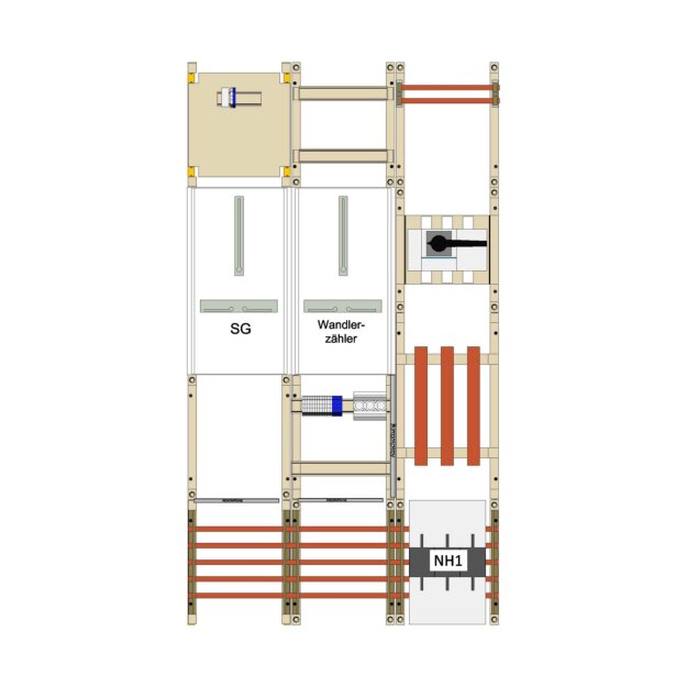 Hager UF53WBW41 Wandler- und Messfeld Univ.N NAR SUT NH1 Prüfkl.FNN AAR Lasttrennschalter 250A