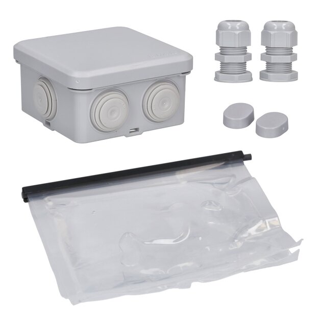 Voxura Pack Abzweigkasten Verbindungsdose Abzweigdose IP68 90x90x42mm mit Isolationsgel Grau