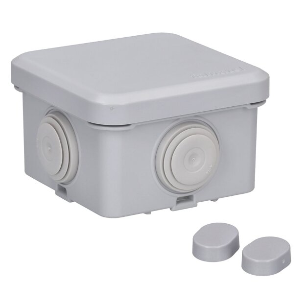 Voxura Abzweigkasten Verbindungsdose Abzweigdose IP65 Druckkappe 65x65 mm Grau