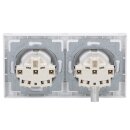 Busch-Jaeger future linear Komplett-Set: 2x 20 EUK-84 SCHUKO Steckdose mit Klappdeckel + 1722-184k Abdeckrahmen 2-fach, studioweiß 55x55 mm