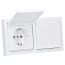 Busch-Jaeger future linear Komplett-Set: 2x 20 EUK-84 SCHUKO Steckdose mit Klappdeckel + 1722-184k Abdeckrahmen 2-fach, studioweiß 55x55 mm