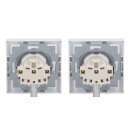 Busch-Jaeger future linear Komplett-Set: 2x 20 EUK-84 SCHUKO Steckdose mit Klappdeckel + 2x 1721-184k Abdeckrahmen 1-fach, studioweiß 55x55 mm
