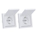 Busch-Jaeger future linear Komplett-Set: 2x 20 EUK-84 SCHUKO Steckdose mit Klappdeckel + 2x 1721-184k Abdeckrahmen 1-fach, studioweiß 55x55 mm