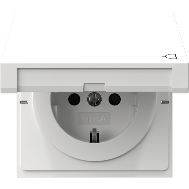 Gira 441470 SCHUKO-Steckdose mit Klappdeckel + Shutter Flächenschalter Reinweiß