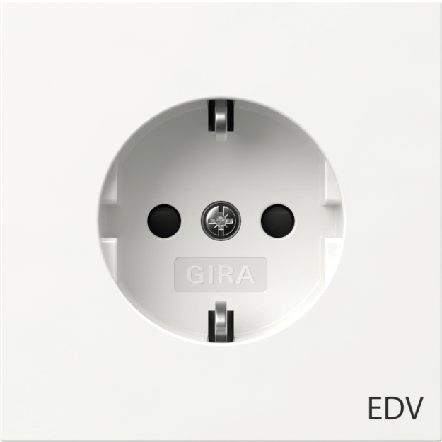 Gira 446170 SCHUKO-Steckdose Aufdruck EDV + Shutter Flächenschalter Reinweiß